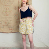 Shorts de Linho Savana - Floral Amarelo - Uhnika