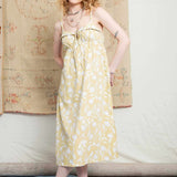 Vestido Midi Feminino Amália - Floral Amarelo - Uhnika