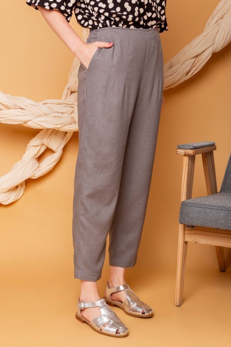 Calça Skinny de Linho - Cinza - Uhnika