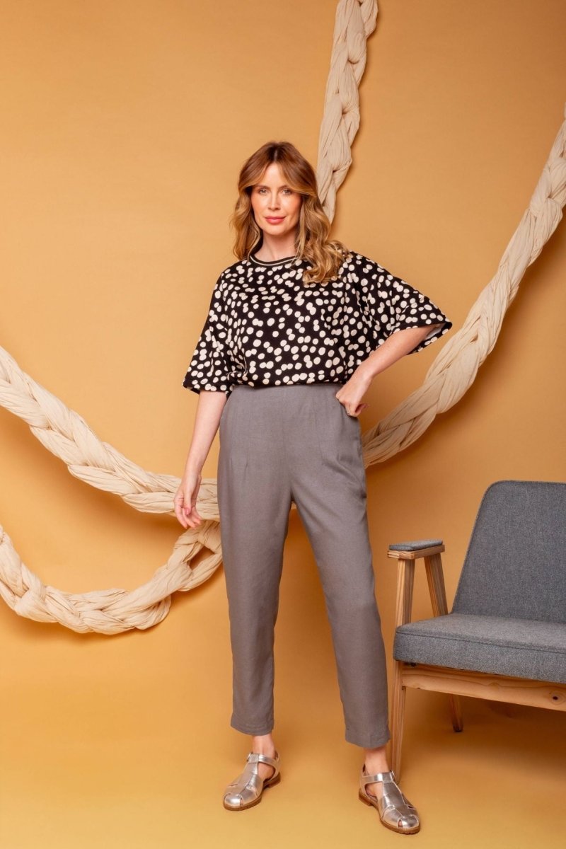 Calça Skinny de Linho - Cinza - Uhnika