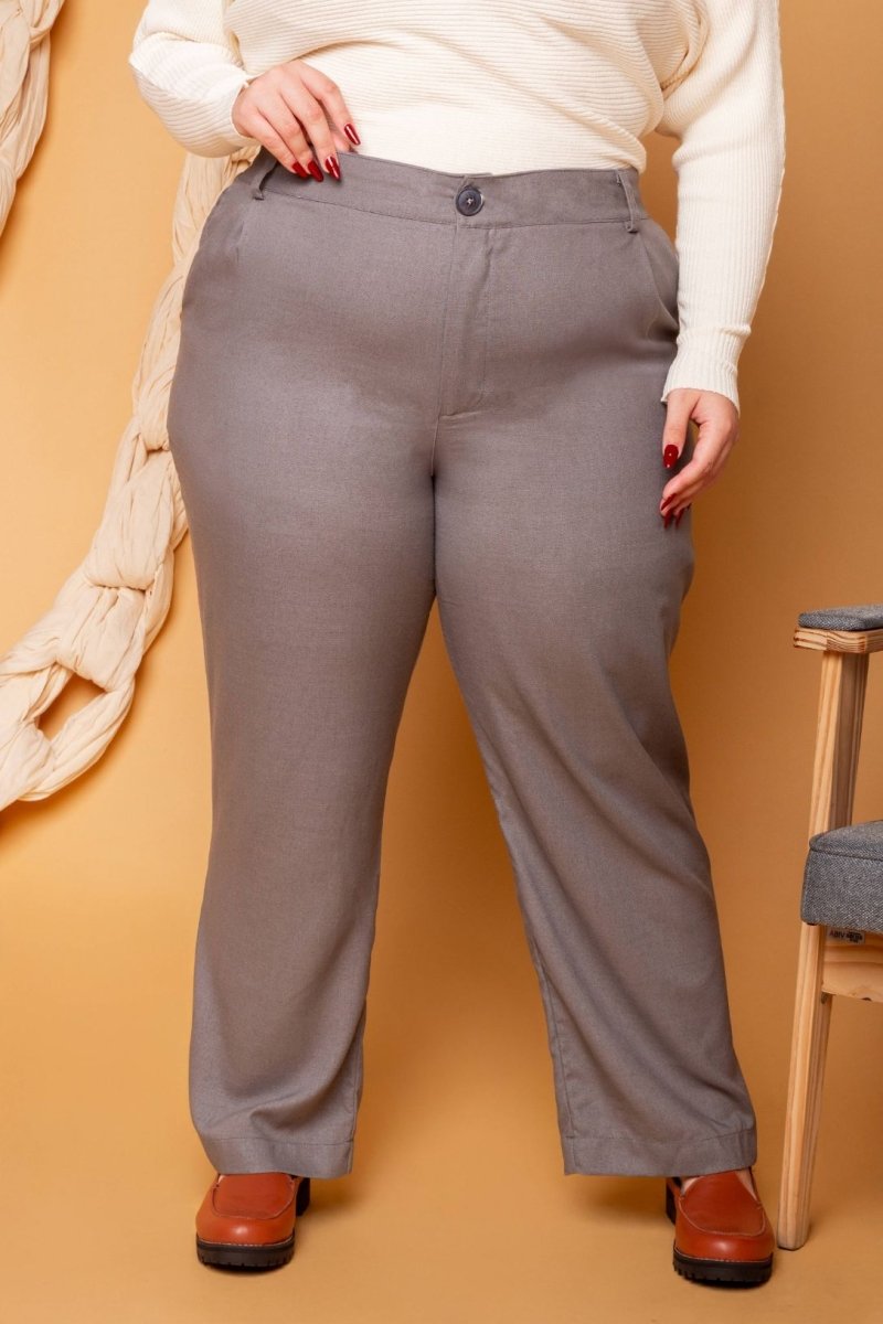 Calça Reta Alfaiataria Feminina - Cinza - Uhnika