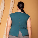 Blusa de Malha com Botões - Verde Aquático - Uhnika