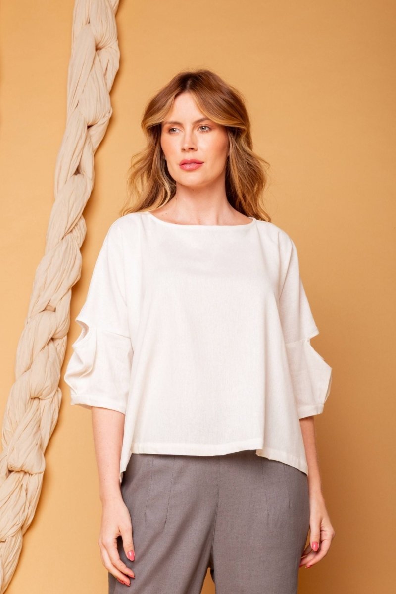 Blusa de Linho Belle - Off White - Uhnika