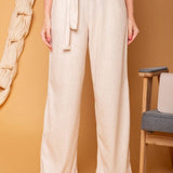 Calça Wide Leg Moletinho com Cinto - Off White - Uhnika