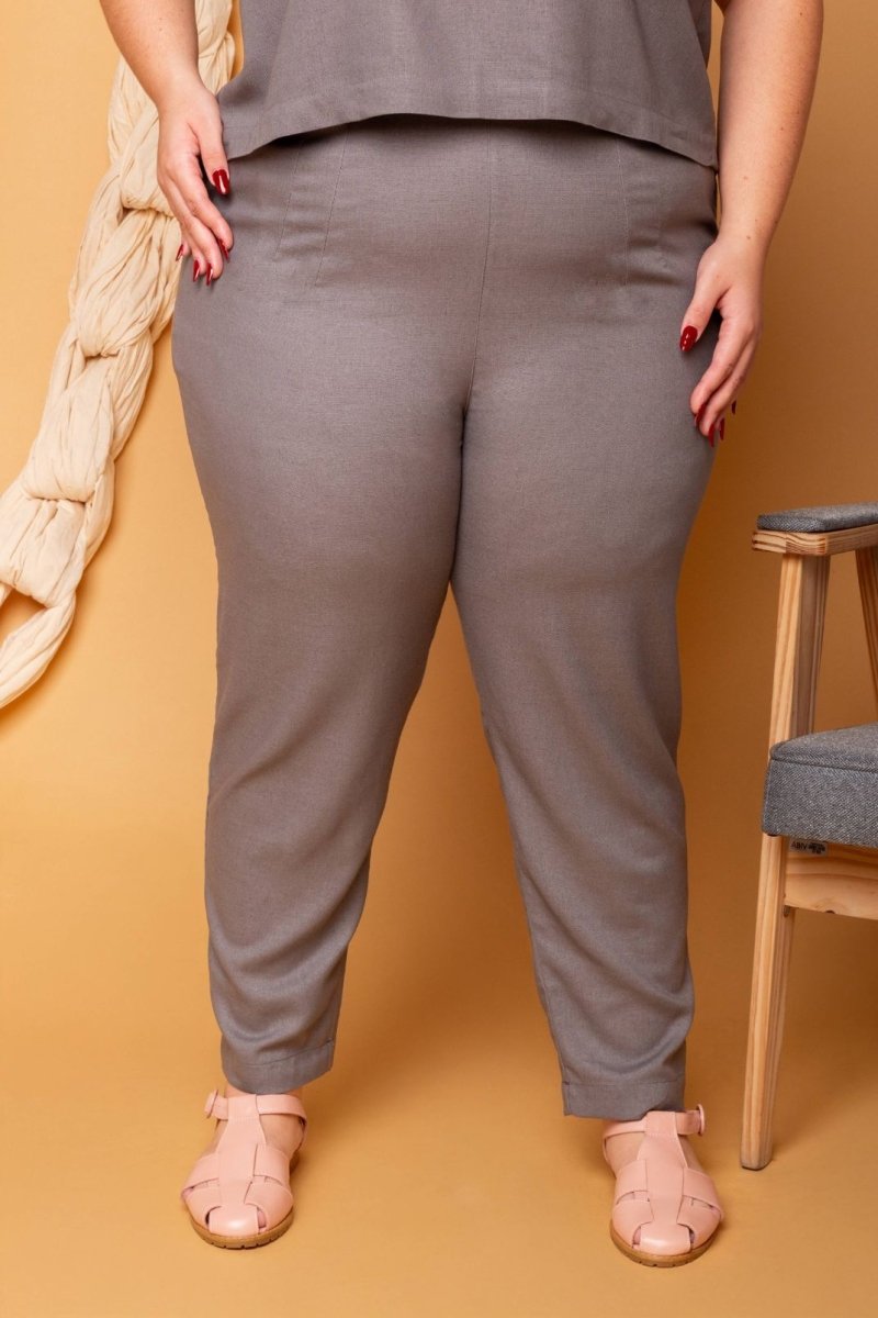 Calça Skinny de Linho - Cinza - Uhnika