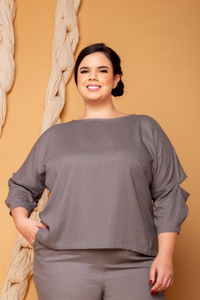 Blusa de Linho Belle - Cinza - Uhnika