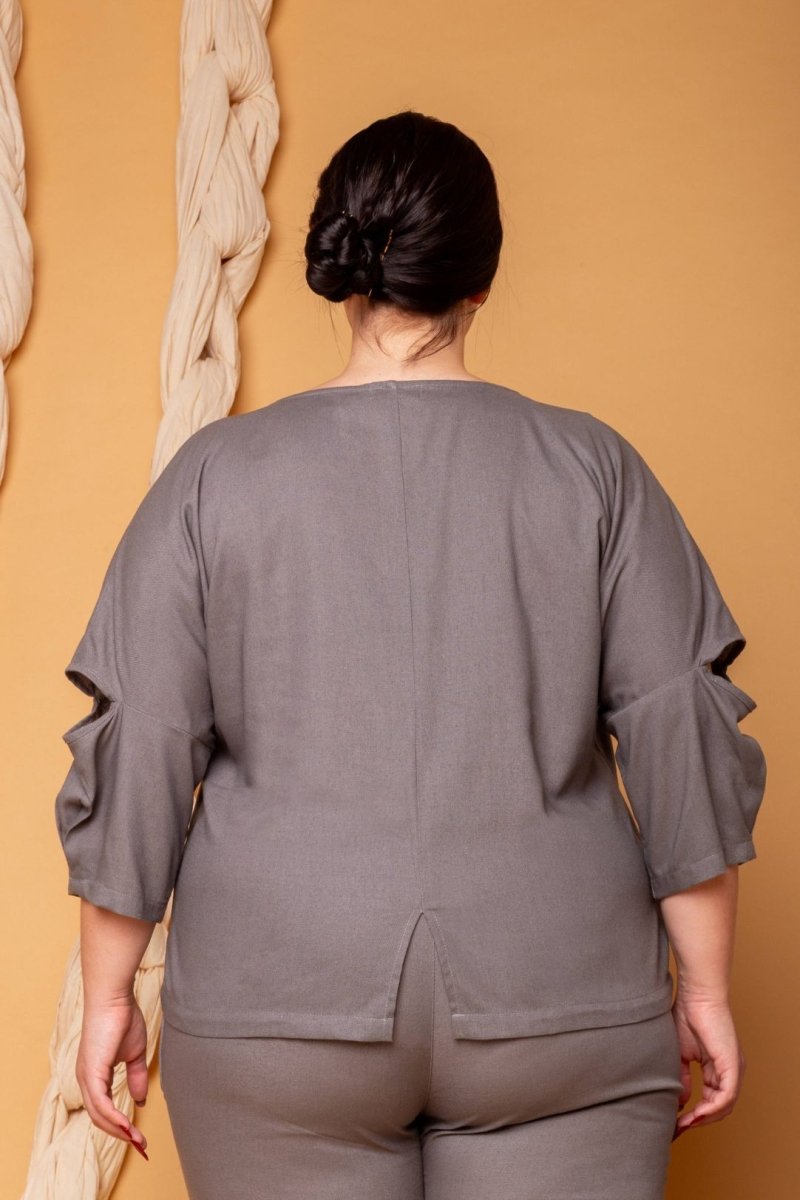 Blusa de Linho Belle - Cinza - Uhnika