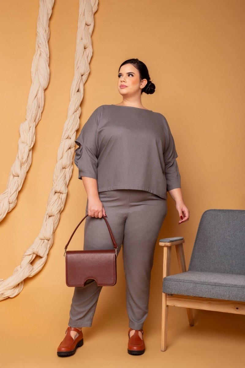 Blusa de Linho Belle - Cinza - Uhnika