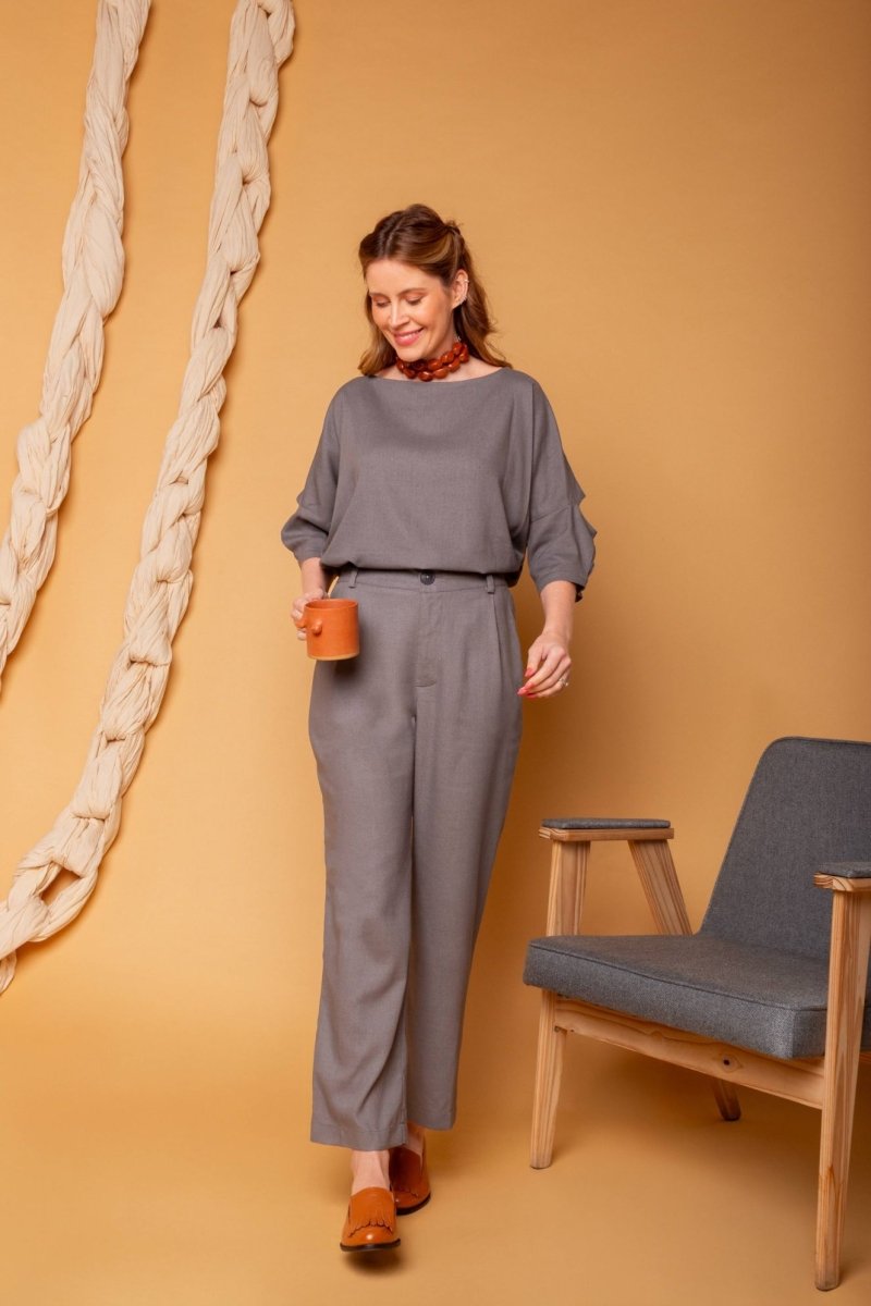 Calça Reta Alfaiataria Feminina - Cinza - Uhnika
