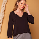 Camisa Gola V Feminina - Preto - Uhnika