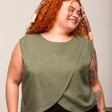 Blusa Feminina de Linho Pétala - Verde - Uhnika