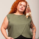 Blusa Feminina de Linho Pétala - Verde - Uhnika