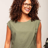 Blusa Feminina de Linho Pétala - Verde - Uhnika