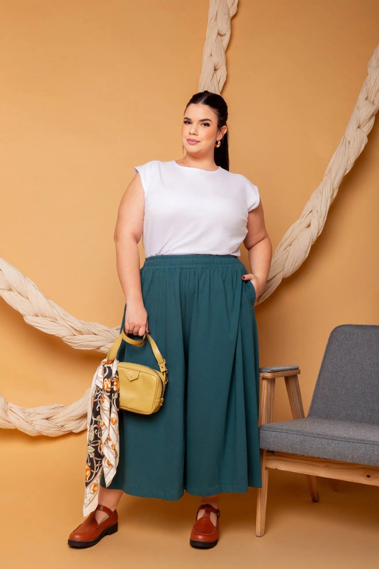 Calça Saia de Malha - Verde - Uhnika