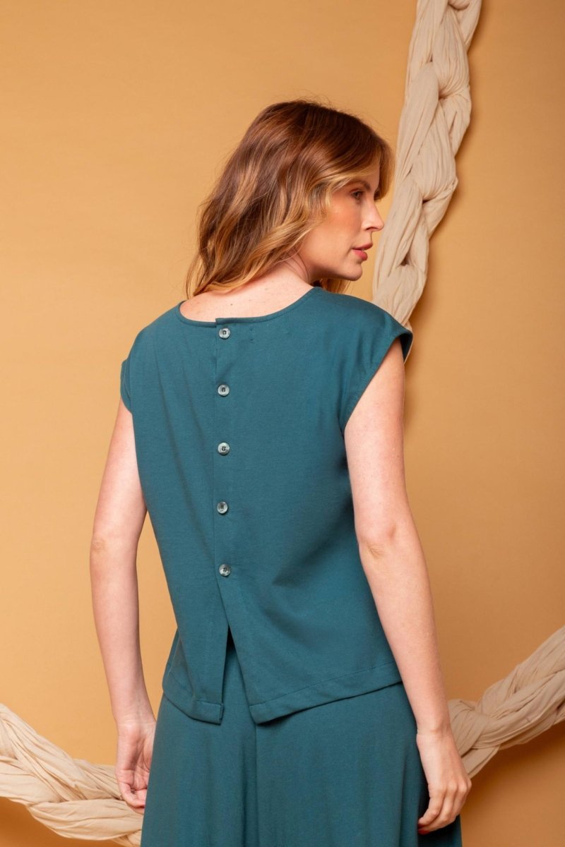 Blusa de Malha com Botões - Verde Aquático - Uhnika