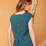 Blusa de Malha com Botões - Verde Aquático - Uhnika