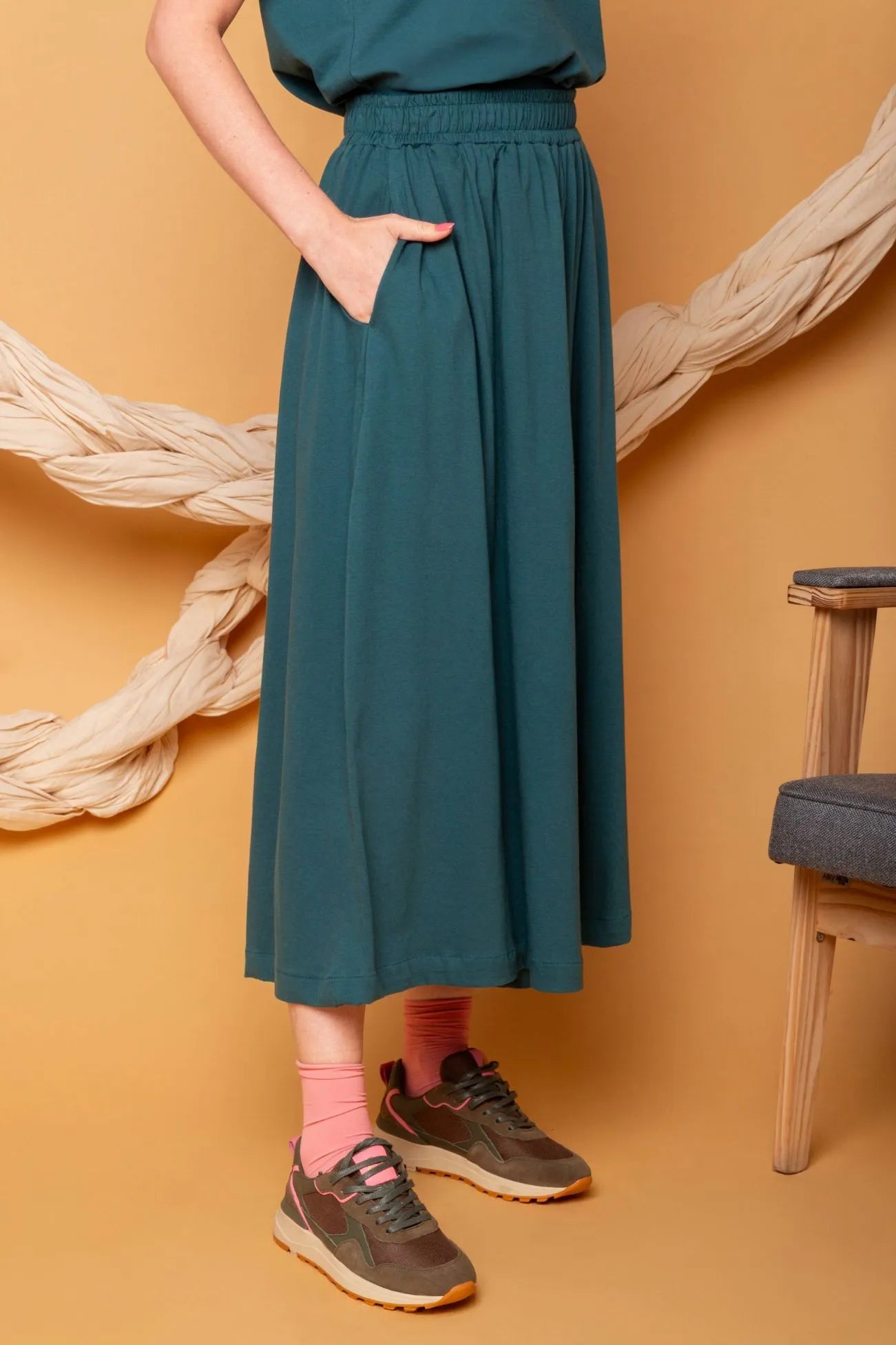 Calça Saia de Malha - Verde Aquático - Uhnika