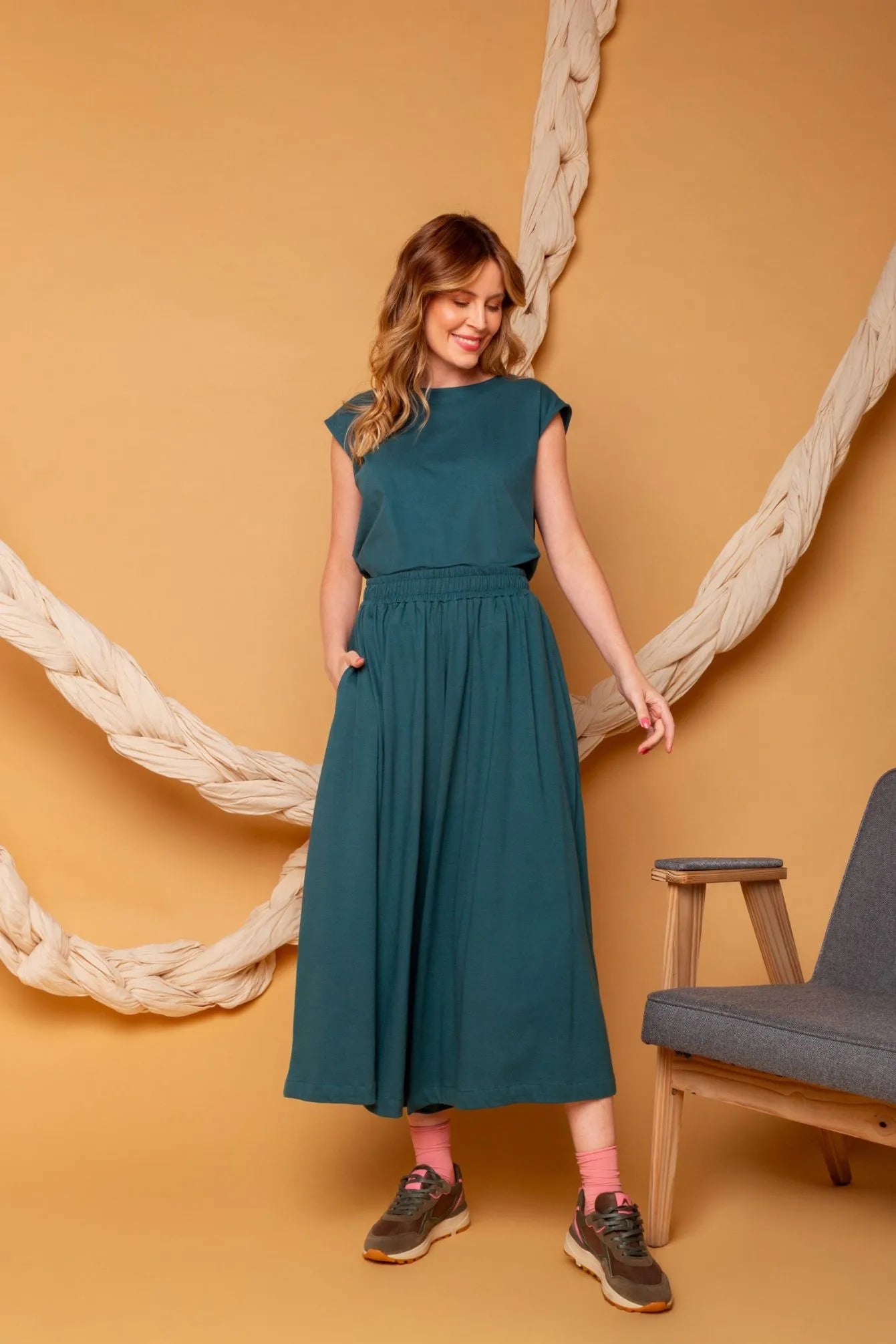 Calça Saia de Malha - Verde Aquático - Uhnika