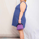 Vestido Curto de Linho Decote V - Azul - Uhnika
