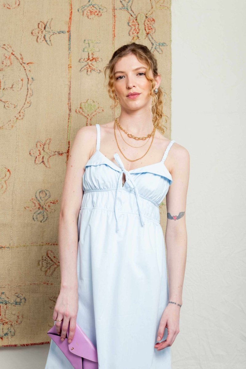 Vestido Midi Feminino Amália - Azul Celeste - Uhnika