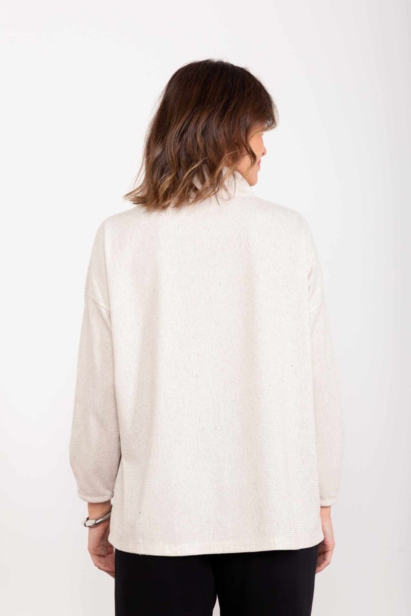 Moletom Oversized Gola Alta com Zíper - Off White - Uhnika