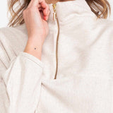 Moletom Oversized Gola Alta com Zíper - Off White - Uhnika