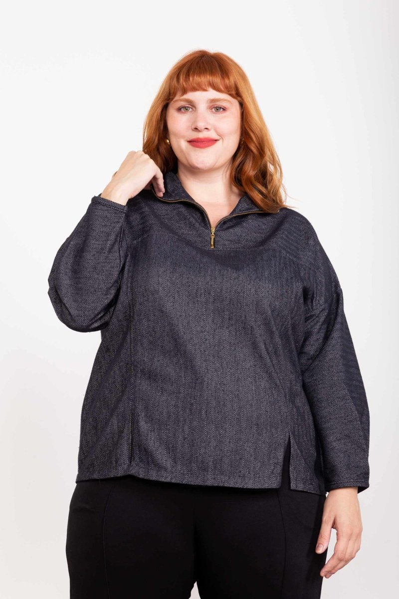 Moletom Oversized Gola Alta com Zíper - Preto - Uhnika