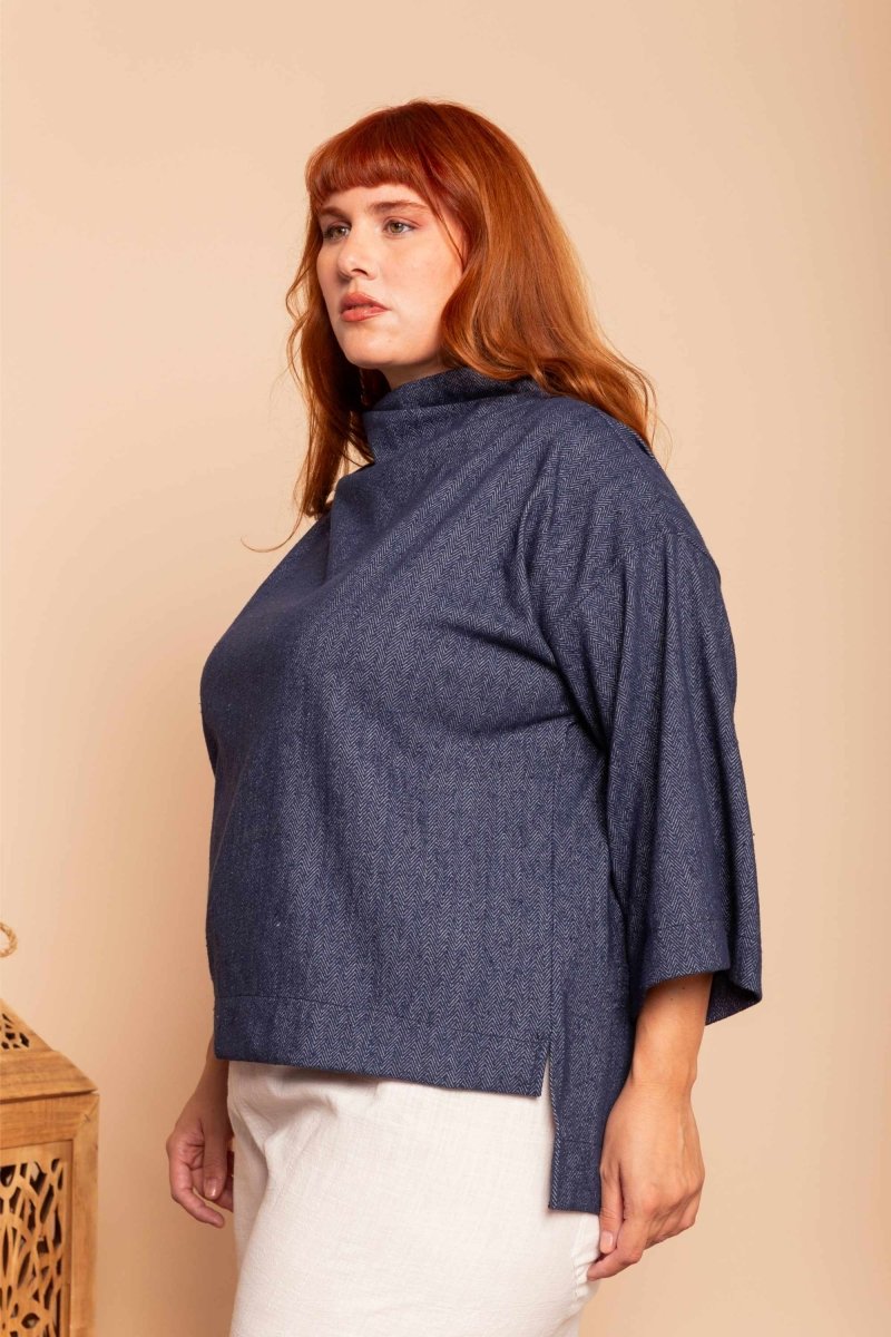 Moletom Gola Alta Oversized - Azul - Uhnika