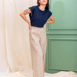 Calça Pantalona de Linho Feminina
