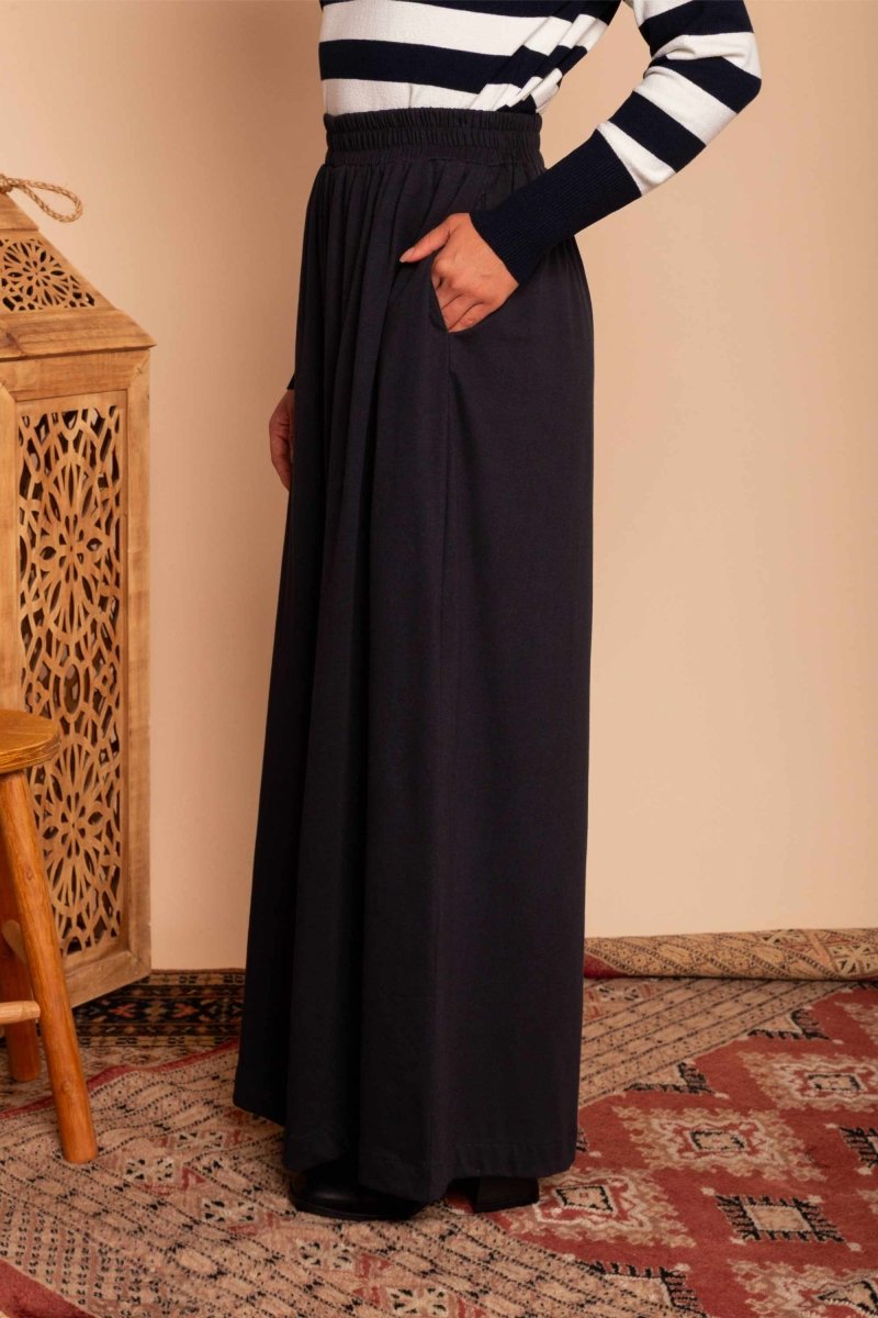Calça Pantalona de Malha - Azul Marinho - Uhnika