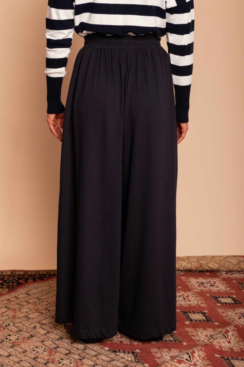 Calça Pantalona de Malha - Azul Marinho - Uhnika