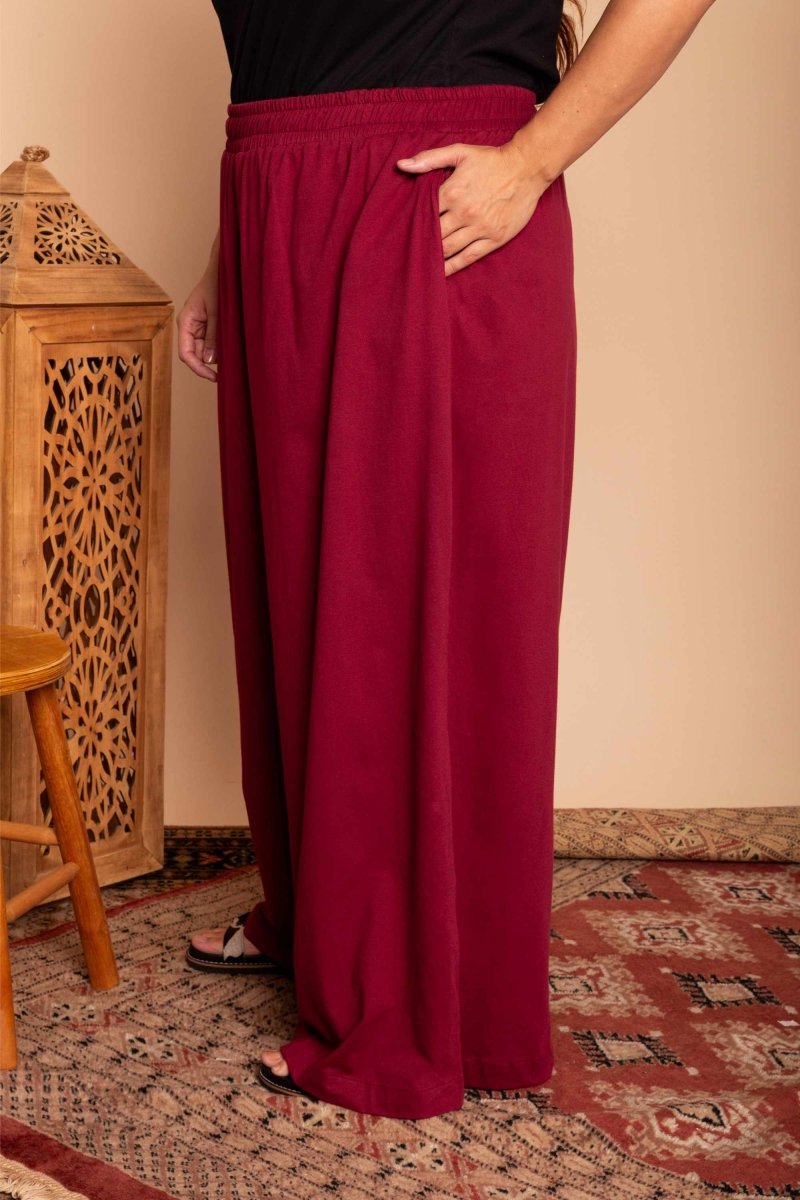 Calça Pantalona de Malha - Bordô - Uhnika