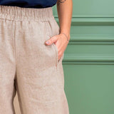 Calça Pantalona de Linho Feminina