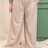 Calça Pantalona de Linho Feminina