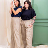 Calça Pantalona de Linho Feminina