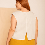 Blusa Feminina de Linho Pétala - Marrom - Uhnika