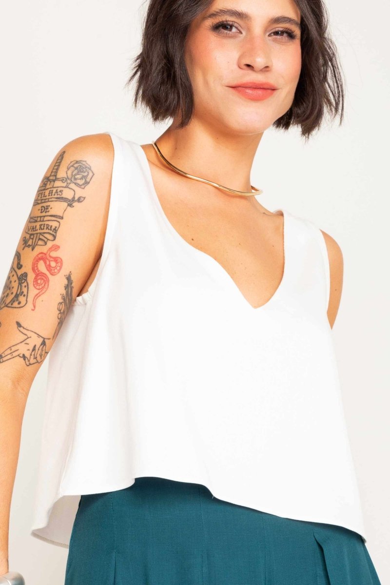 Regata Alfaiataria Gola V - Off White - Uhnika