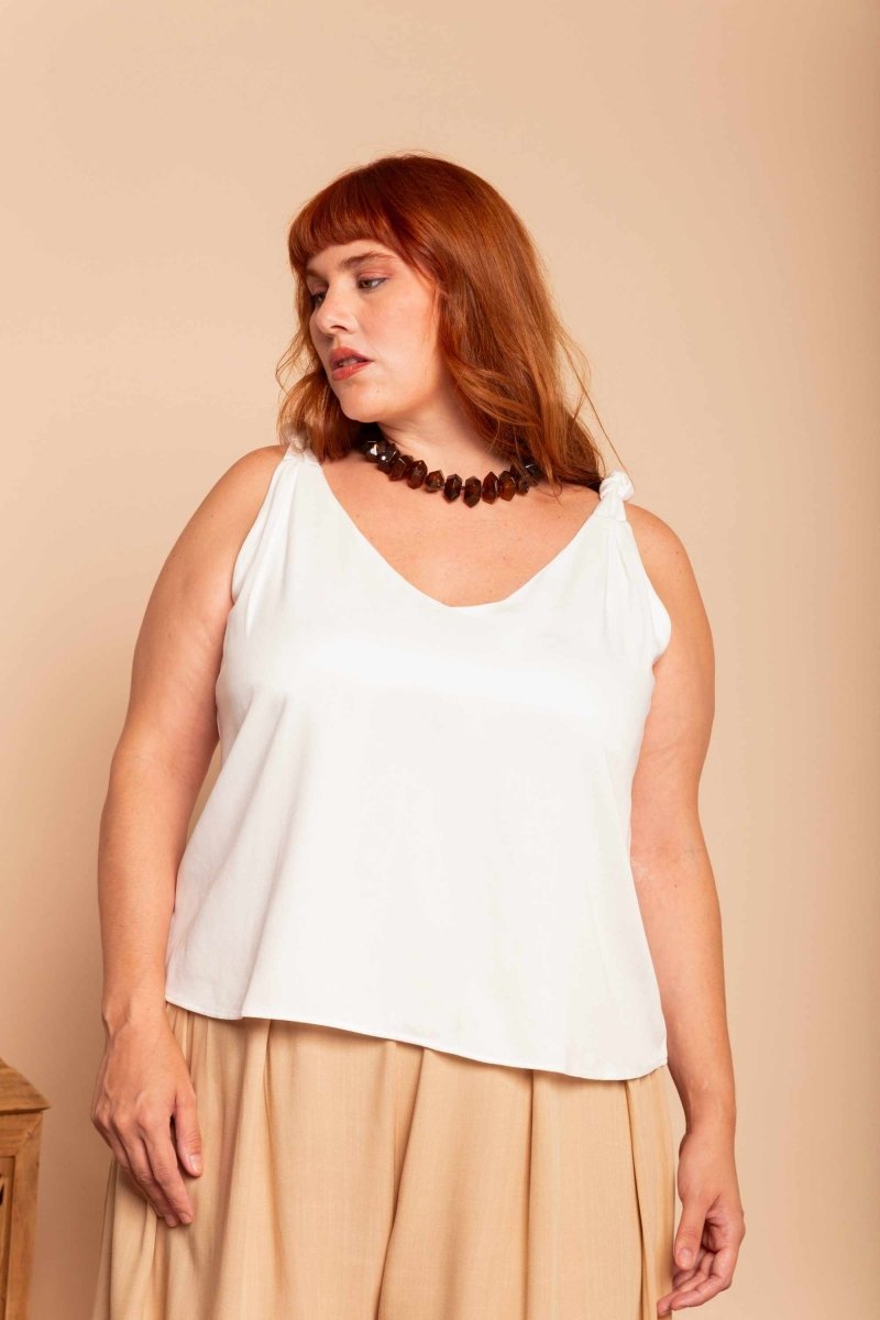 Regata de Viscose Premium com Nó - Off White - Uhnika