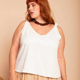 Regata de Viscose Premium com Nó - Off White - Uhnika