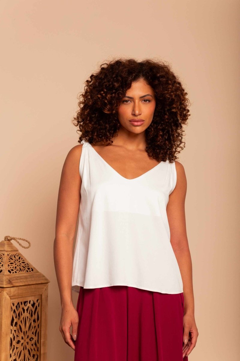 Regata de Viscose Premium com Nó - Off White - Uhnika