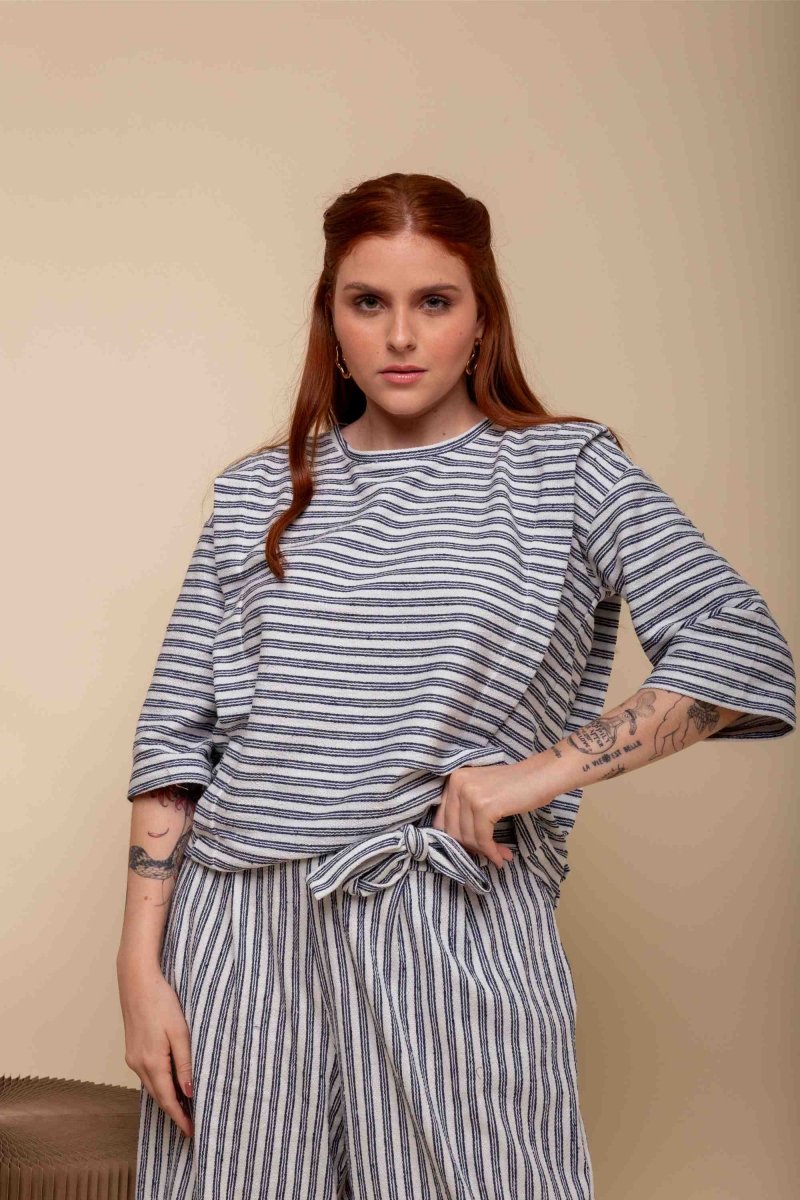 Blusa Muscle Moletinho - Azul Listrado - Uhnika