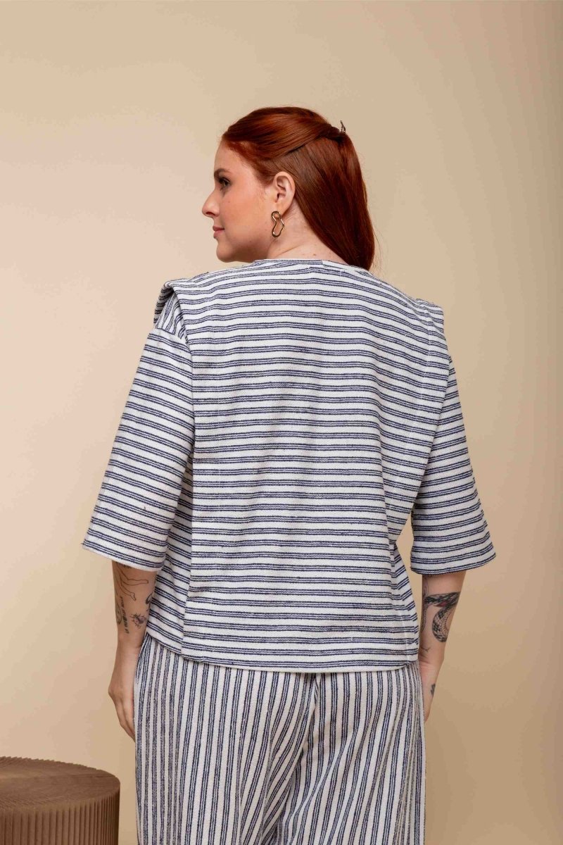 Blusa Muscle Moletinho - Azul Listrado - Uhnika