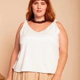 Regata de Viscose Premium com Nó - Off White - Uhnika