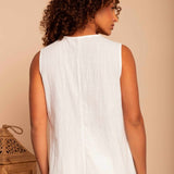Regata de Algodão Decote V - Off White - Uhnika