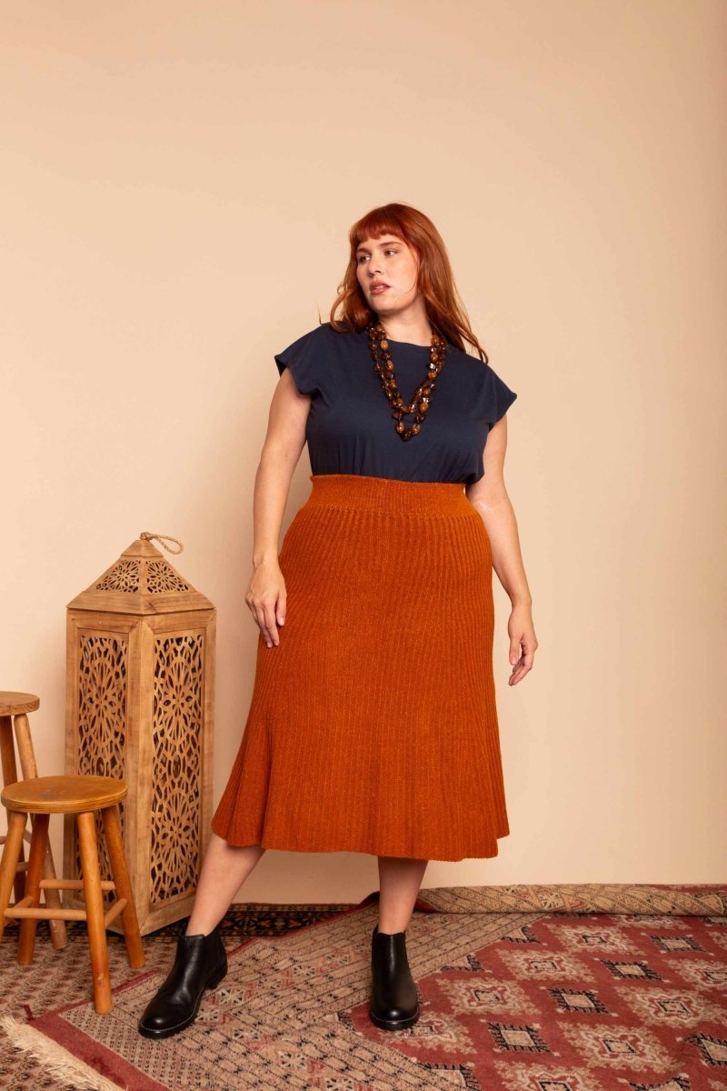 Saia Midi de Tricot Nômade - Cobre - Uhnika