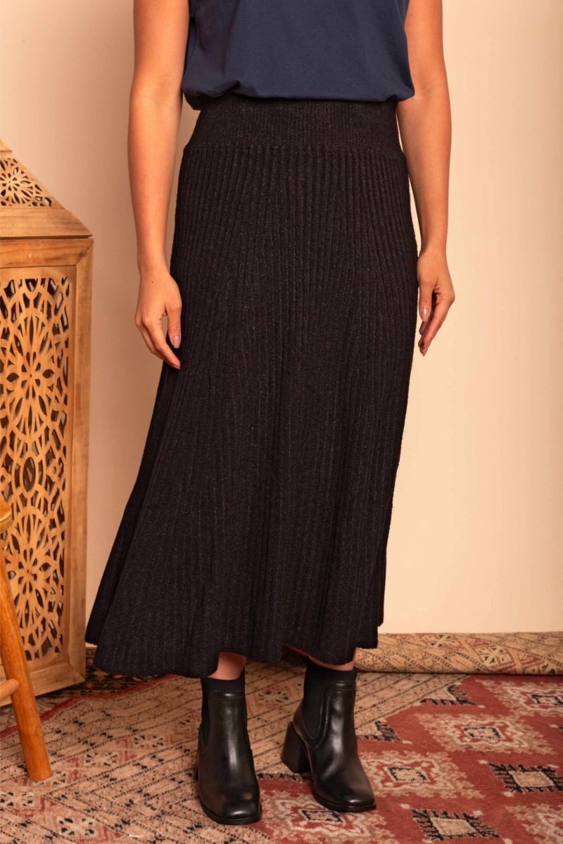 Saia Midi de Tricot Nômade - Preto - Uhnika