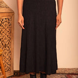 Saia Midi de Tricot Nômade - Preto - Uhnika