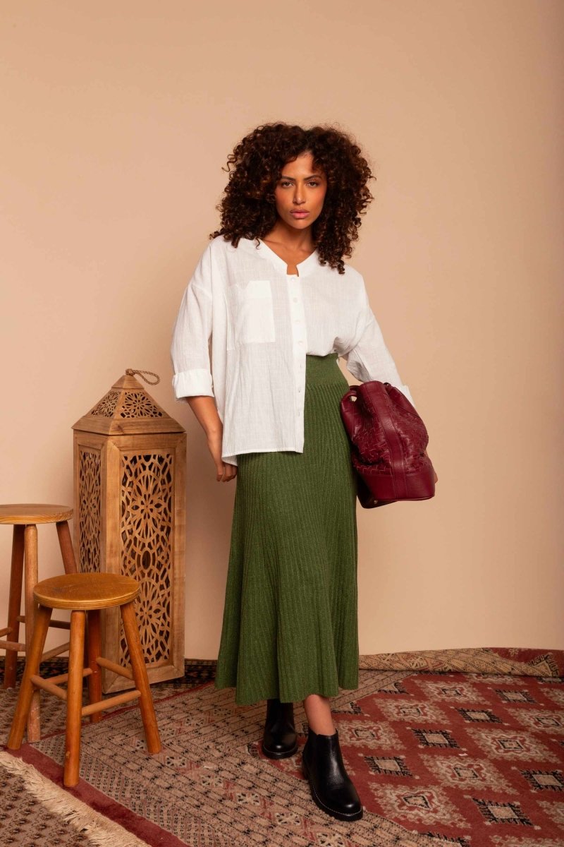 Saia Midi de Tricot Nômade - Verde - Uhnika