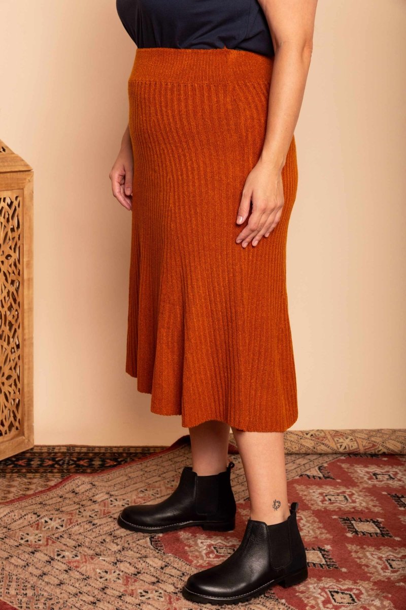 Saia Midi de Tricot Nômade - Cobre - Uhnika