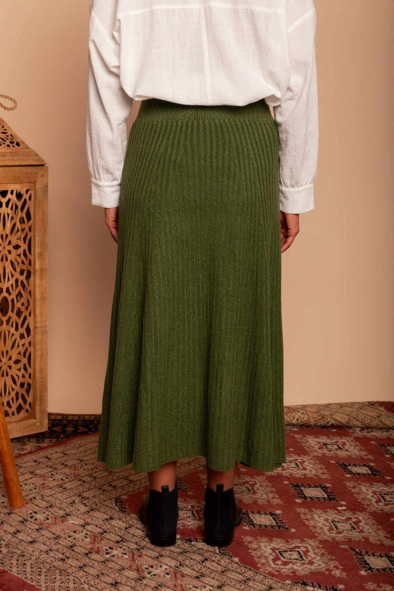 Saia Midi de Tricot Nômade - Verde - Uhnika